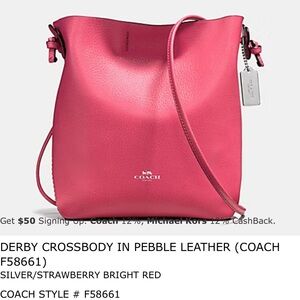 Coach Crossbody Bag in Bright Red Pebble Leather